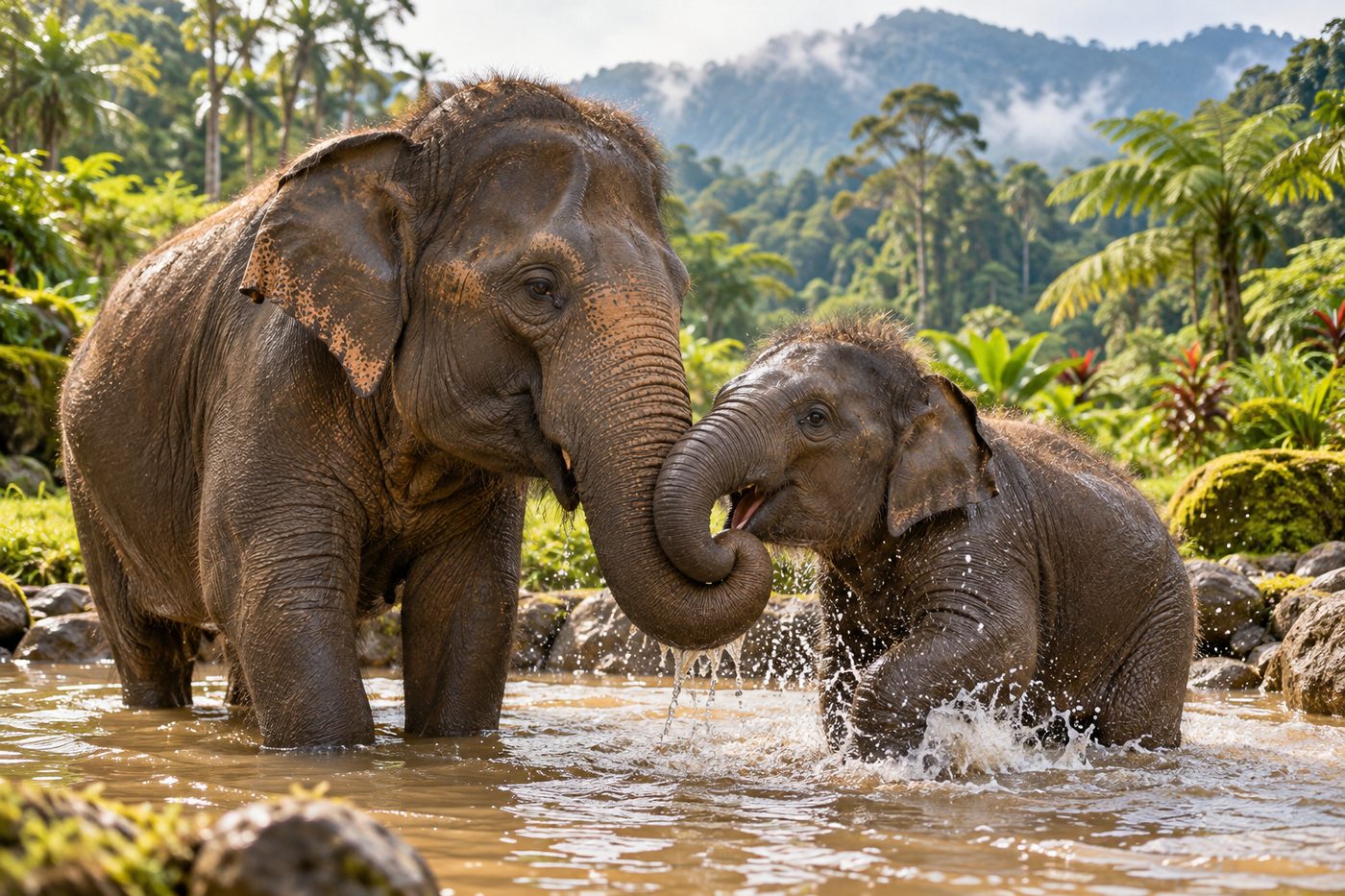 Sumatran elephants
